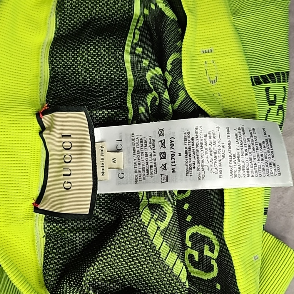 GUCCI Straight Leg Stretch Pant 2022 Collection Neon Green Dark Blue Pink Sz. M - Picture 6 of 7